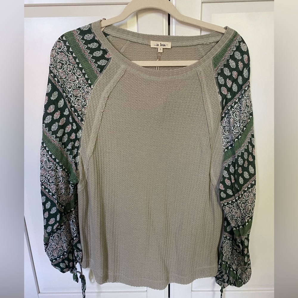In Loom Size S Waffle Knit Mixed Media Top